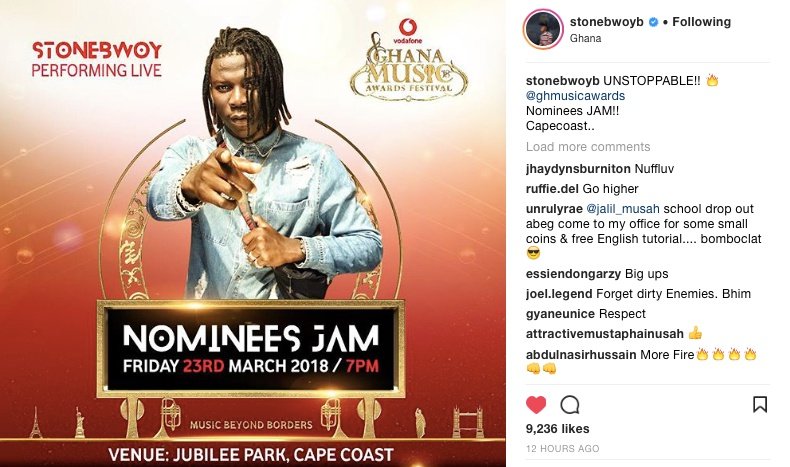 Stonebwoy Says Nothing Can Stop Him From VGMA Jam Performance