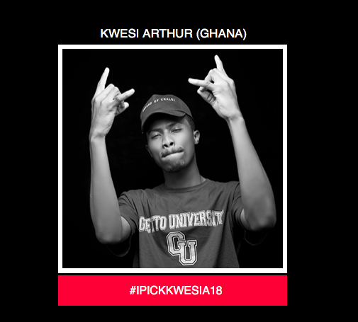 #IPICKKWESIA18 Kwesi Arthur Nominated For 2018 BET Awards Viewers Best New International Act