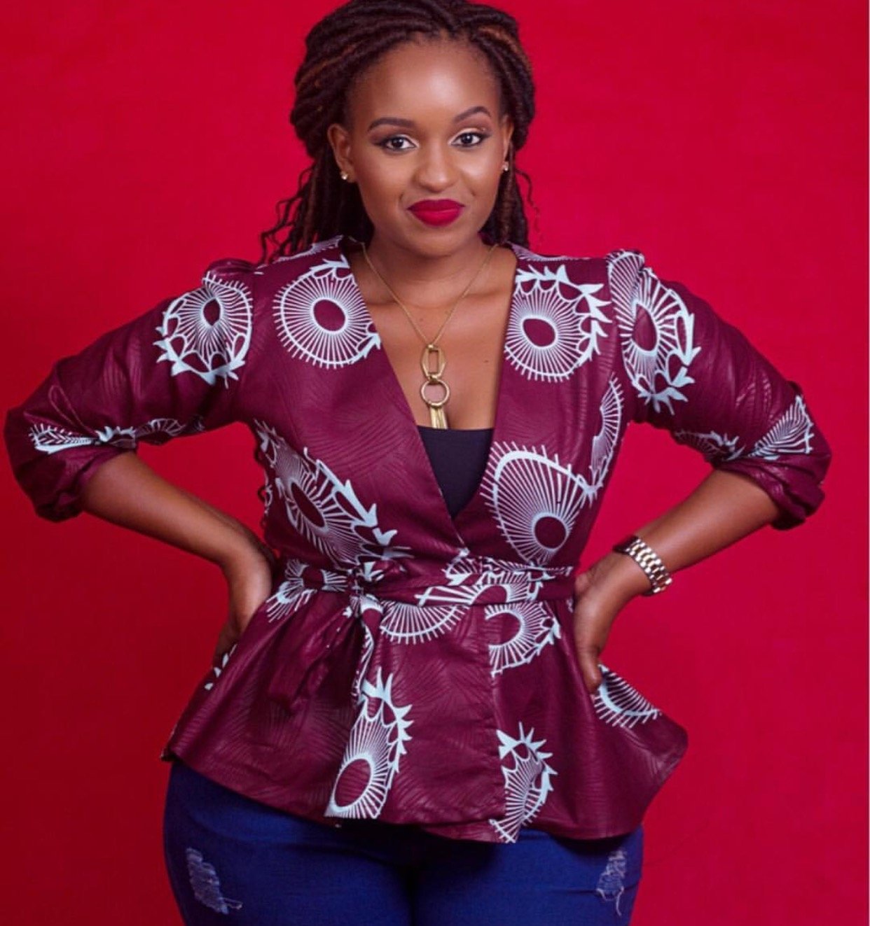 Grace Msalame flaunts her curvaceous figure in a two piece swimsuit