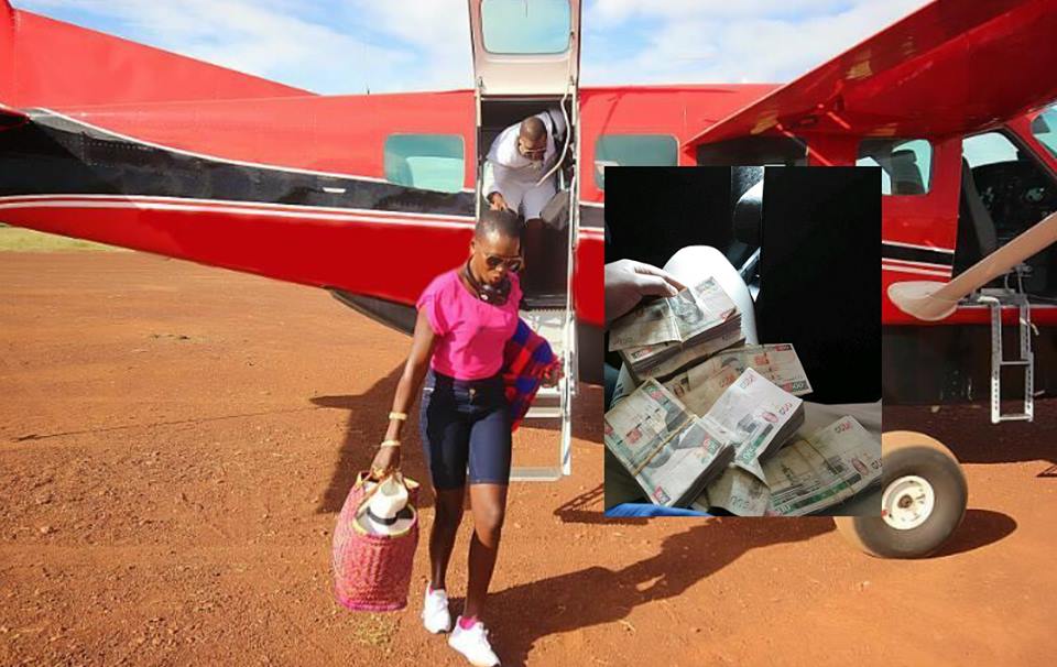 Akothee’s manager Nelly Oaks shows off loads of cash before flying off to Masai Mara for holiday with his boss in a private charter flight (Photos)