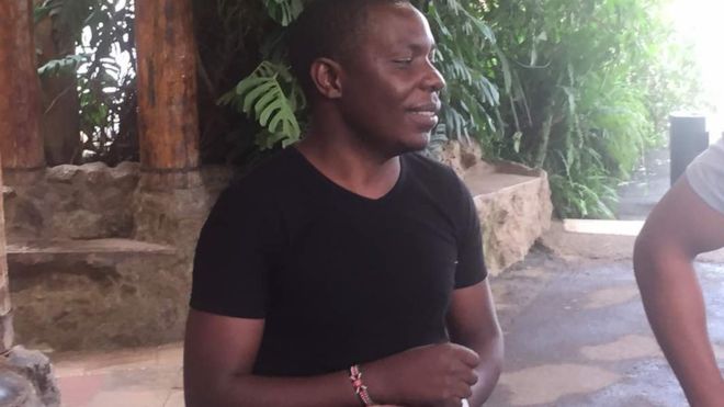 Wild frenzy as Kes 221 million mega jackpot winner Samuel Abisai is seen having nice time with a pretty white lady (Photos)