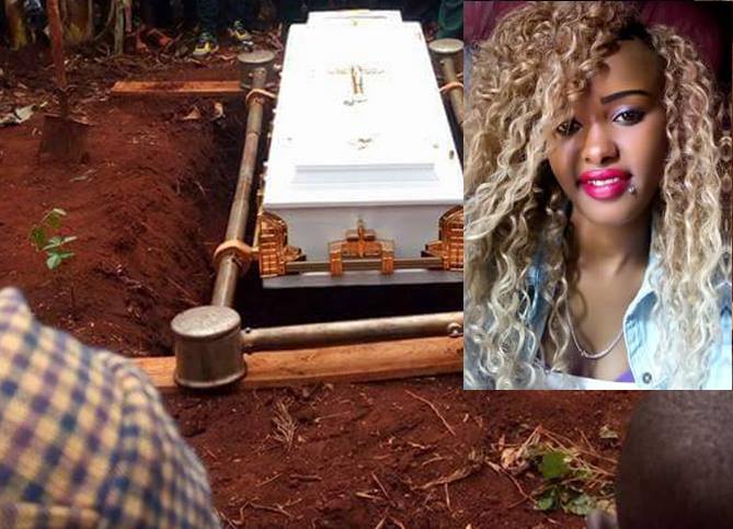 Nairobi’s prettiest thug Claire Njoki Kibia buried like a sack of rotten potatoes as police cause drama at her funeral (Photos)