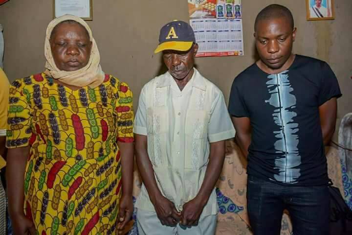 Samuel Abasai in Kakamega with his parents