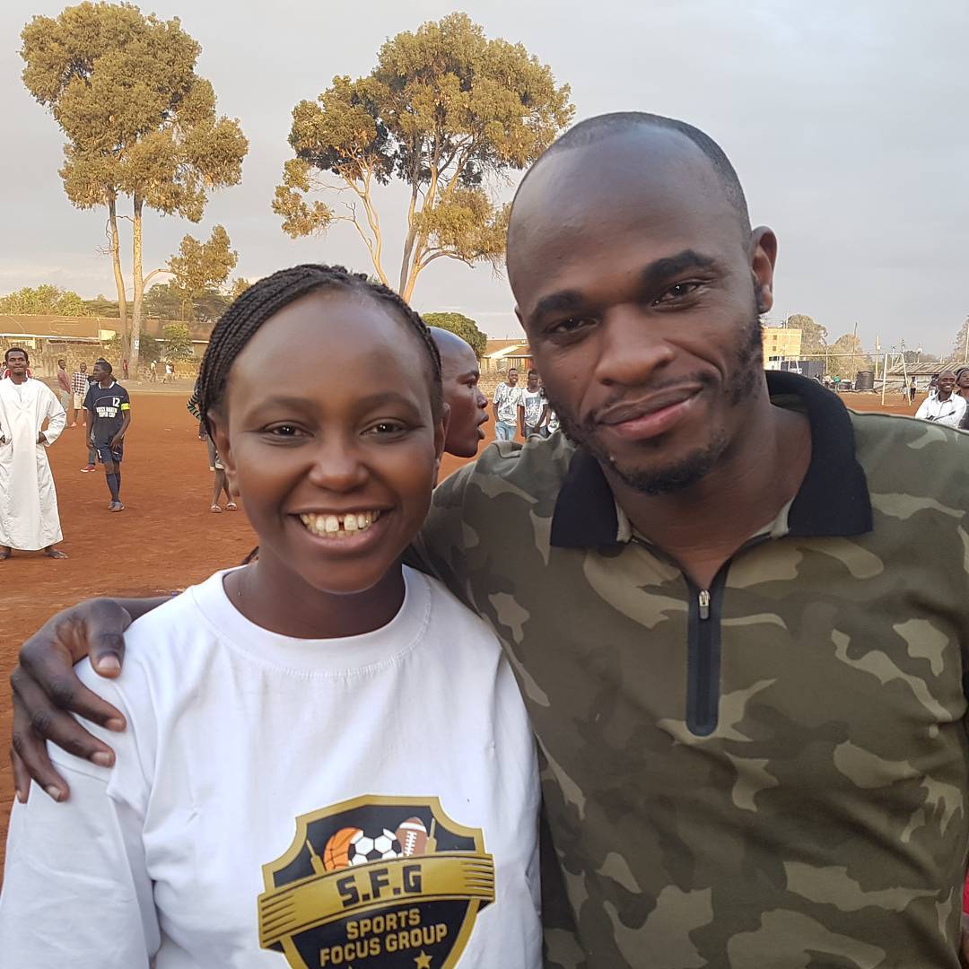 Carol Radull with Dennis Oliech