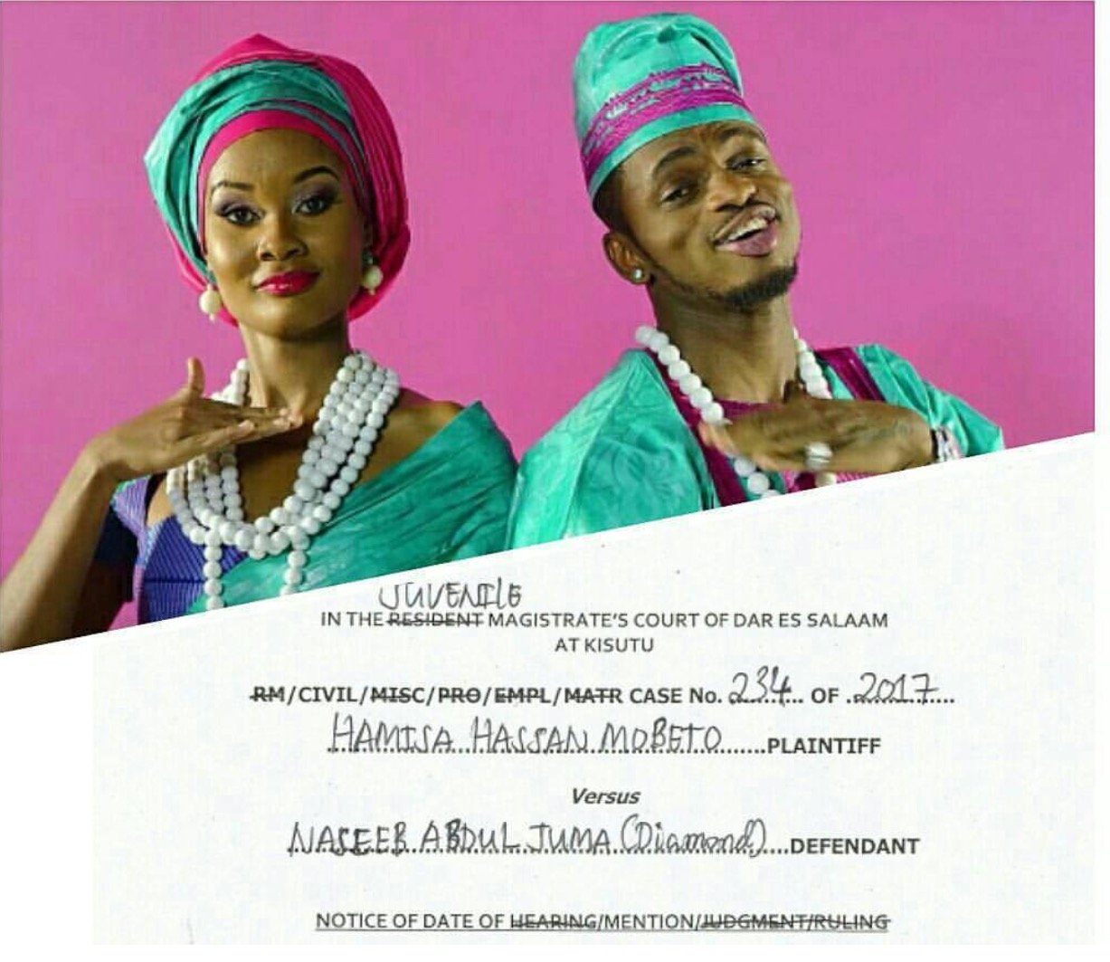 Hamisa files a case against Diamond Platnumz