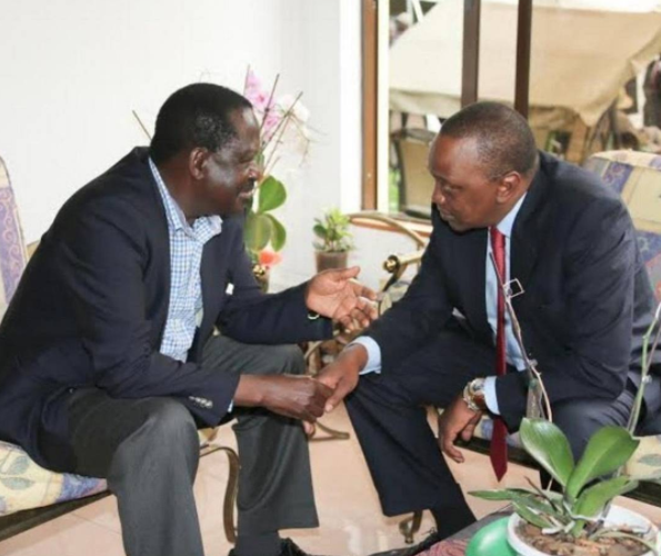 Raila Odinga with Uhuru Kenyatta