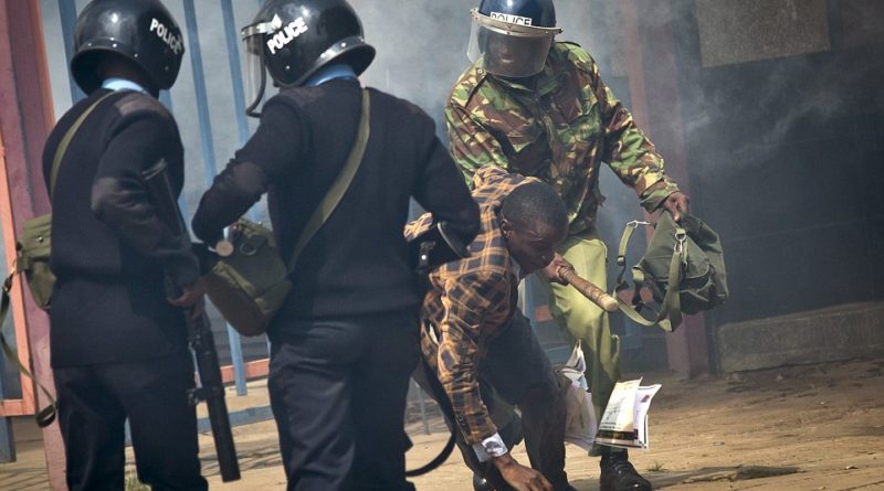 Police engaging with protesters