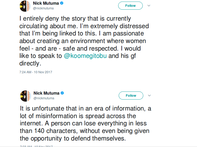 Nick Mutuma responds