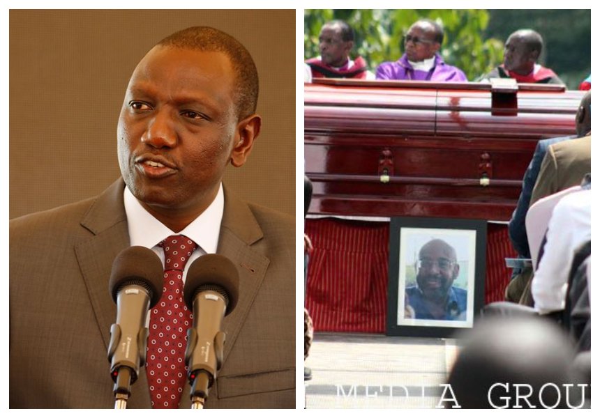 “My son was involved in an accident at the same spot” Ruto tells mourners as SK Macharia’s son is laid to rest (Photos)