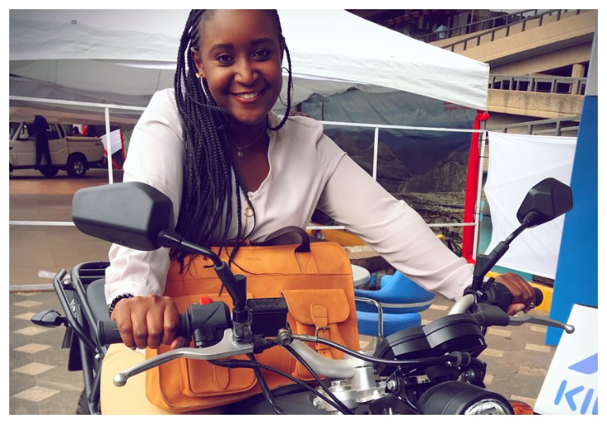 Mercy Kyallo shows her skills after winning brand new K150 motorbike (Photos)