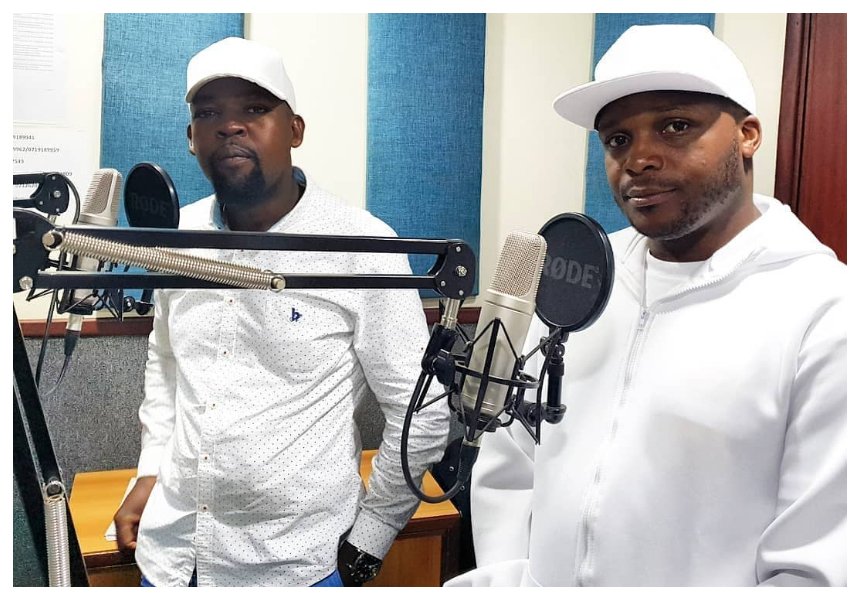 “Milele FM 93.6 uko ndani” Jalang’o and Alex Mwakideu rehearse for their new show on Milele FM