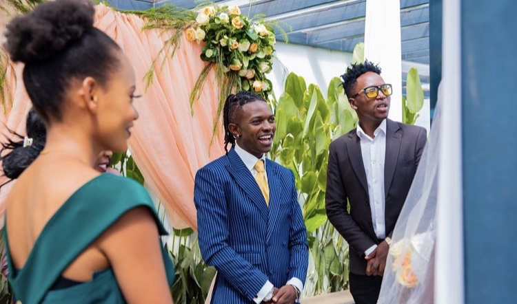 Mr Seed weds baby mama, Nimo Gachuiri in low key white wedding (Photos)